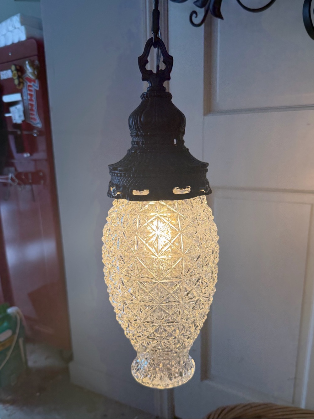 Single Vintage Ornate Pineapple Glass Hanging Pendant Light Painted ORB